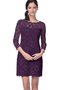 Robe demoiselle d'honneur festonné avec décoration dentelle en 3/4 manche de fourreau