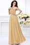 Robe demoiselle d'honneur naturel jusqu'au sol de princesse en chiffon manche nulle