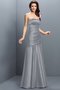 Robe demoiselle d'honneur longue ligne a ruché en satin avec zip