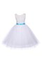 Robe cortège fille naturel plissage encolure ronde en tulle avec décoration dentelle