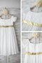 Robe cortège fille de princesse de col bateau avec fleurs a-ligne fermeutre eclair