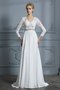 Robe de mariée passionnant avec manche 3/4 ligne a v encolure de princesse