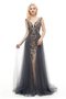 Robe de bal de col en v incroyable en satin extensible exclusif extraodinaire