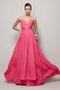 Robe de bal en chiffon manche nulle fermeutre eclair jusqu'au sol de princesse