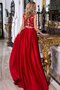 Robe de bal charmeuse appliques au niveau de cou avec sans manches en dentelle