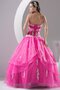 Robe de quinceanera plissé de mode de bal ruché decoration en fleur col en forme de cœur