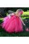 Robe cortège fille plissé manche nulle de mode de bal textile en tulle de lotus