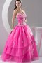 Robe de quinceanera plissé de mode de bal ruché decoration en fleur col en forme de cœur