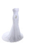 Robe de mariée intemporel avec perle en chiffon lache avec décoration dentelle