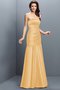 Robe demoiselle d'honneur longue ligne a ruché en satin avec zip