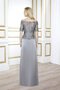 Robe de bal distinguee fermeutre eclair col en bateau avec manche courte en dentelle
