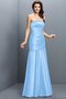 Robe demoiselle d'honneur longue ligne a ruché en satin avec zip