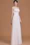 Robe demoiselle d'honneur naturel ruché a-ligne avec chiffon de princesse
