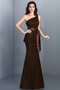 Robe demoiselle d'honneur longue fermeutre eclair de sirène en satin manche nulle
