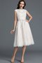 Robe de mariée de col bateau manche nulle textile en tulle de princesse a-ligne