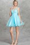 Robe de graduation en tulle noeud avec manche courte avec zip a-ligne