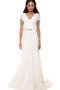 Robe de mariée elégant v encolure fermeutre eclair ceinture avec ruban