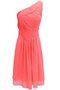 Robe demoiselle d'honneur bref naturel avec chiffon d'épaule asymétrique ruché
