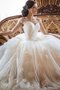 Robe de mariée naturel manche nulle avec fleurs avec perle de mode de bal