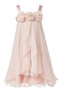 Robe cortège fille naturel de princesse manche nulle en chiffon jusqu'au sol