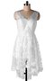 Robe de mariée avec chiffon de col en v fermeutre eclair manche nulle decoration en fleur