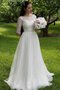 Robe de mariée boutonné lache de col bateau de traîne courte en 1/2 manche