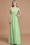 Robe demoiselle d'honneur naturel avec chiffon v encolure de princesse ligne a