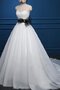 Robe de mariée naturel de col en cœur en tulle ceinture avec sans manches
