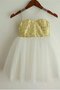 Robe cortège fille naturel a-ligne en tissu pailleté col u profond de princesse