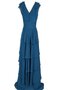 Robe demoiselle d'honneur pailleté naturel avec manche courte v encolure ligne a