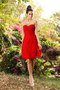 Robe demoiselle d'honneur bref plissé avec chiffon au drapée col en forme de cœur