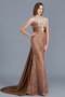 Robe mère de mariée de sirène distinctif encolure ronde manche nulle avec perle