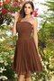 Robe demoiselle d'honneur plissage bref de princesse a-ligne avec sans manches