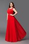 Robe de bal longue a-ligne avec zip avec perle manche nulle