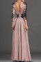 Robe de soirée ligne a en chiffon de princesse avec manche longue v encolure