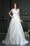 Robe de mariée naturel en satin de princesse fermeutre eclair col en bateau