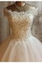 Robe de mariée de col entaillé en dentelle avec manche courte de mode de bal appliques