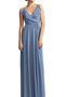 Robe demoiselle d'honneur ligne a ceinture longueur au ras du sol avec chiffon de col en v
