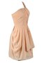 Robe demoiselle d'honneur naturel avec chiffon ruché ligne a d'épaule asymétrique