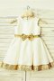 Robe cortège fille encolure ronde avec fleurs manche nulle fermeutre eclair ligne a