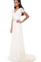 Robe de mariée elégant v encolure fermeutre eclair ceinture avec ruban