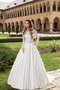 Robe de mariée plissé intemporel avec cristal avec décoration dentelle appliques