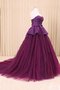 Robe de quinceanera de traîne courte textile en tulle decoration en fleur cordon a-ligne