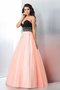 Robe de quinceanera longue de mode de bal avec zip en satin avec perle