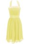 Robe demoiselle d'honneur naturel plissage de dos nu en chiffon manche nulle