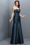 Robe demoiselle d'honneur longue ligne a ruché en satin avec zip
