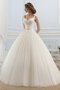 Robe de mariée distinguee avec perle avec manche courte ceinture en tulle