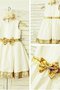 Robe cortège fille encolure ronde avec fleurs manche nulle fermeutre eclair ligne a