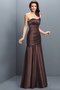 Robe demoiselle d'honneur longue ligne a ruché en satin avec zip