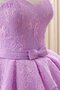 Robe de quinceanera avec perle a-ligne avec lacets en satin de traîne courte